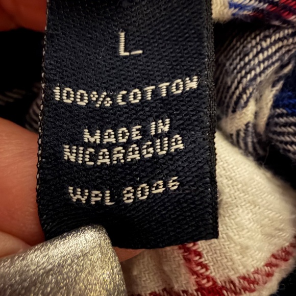 John Ashford Men's Long Sleeve Cotton Flannel Blue & White Plaid, Size Large - Picture 8 of 11